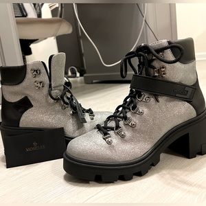 Brand new moncler combat boots - silver